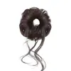 Perucas de Cabelo com Bolas Amarradas Lateralmente Estilo Bigodes de Dragão para Mulheres Penteado Refrescante de Verão Peruca Fofa de Bolas Duplas Cabeça de Botão de Flor