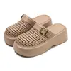 Nuevas Pantuflas de Media Cobertura para Mujer 2026, Mocasines Cerrados Transpirables de Verano con Agujeros, Sandalias de Plataforma Gruesa Tipo Mamá