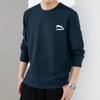Suéter Masculino Gola Redonda Waffled Novo Outono 2024 para Pai de Meia-idade Camiseta Casual Respirável de Manga Longa