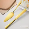 Cuchillo para pizza de acero inoxidable transfronterizo, cuchillo para pastel y espátula para bodas y fiestas de cumpleaños, juego para hornear, cuchillo para pan dentado para cortar tostadas