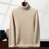 Nuevo Suéter de Cachemir 100% Puro para Hombre Otoño e Invierno con Cuello Alto, Grueso Holgado de Punto Casual de Negocios