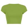 Camiseta Básica Corta de Color Sólido para Mujer Europea y Americana, Expuesta del Ombligo, Manga Corta, Cuello Redondo, Manga Corta, Camiseta Superior Dopamine Sisters