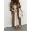 Venta al por mayor primavera nuevo Corea del Sur retro estudiante súper largo vestido súper hada francés talla grande cintura ajustada cuello de traje vestido mujer