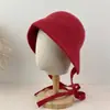 Chapéu de tricô estilo balde retrô com alça fina para outono e inverno para mulheres, adequado para quem tem cabeça maior, faz o rosto parecer menor, versátil, casual, quente e oferece proteção contra o frio