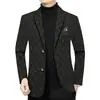 Traje de Chenilla para Hombre Otoño/Invierno 2026 Casual de Negocios Cálido con Forro de Polar Cuadros Bordados Chaqueta de Traje para Hombre de Mediana Edad