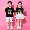 Roupa de performance de cheerleading para o Dia das Crianças, conjunto de manga curta com estampa de desenho animado para jardim de infância, fantasia de performance esportiva para aluno do ensino fundamental
