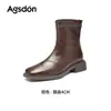 Botas Chelsea Augusden Martin para Mulheres 2026 Nova Coleção Outono e Inverno Botas de Cano Curto Pretas com Solado Grosso e Forro de Lã