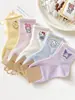 Calcetines para niñas para primavera y otoño, calcetines de tubo medio de dibujos animados lindos para niños, Kuromi, My Melody, Gato KT, calcetines de algodón para niñas de otoño e invierno
