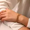 Estilo INS Tendencia Hebilla de Nutria Acero Inoxidable Pulido Redondo Pulsera Cubana Celebridad de Internet Explosivo Simple Pulsera de Acero de Titanio Oro de 18 Quilates Pulsera