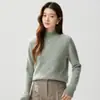Otoño/Invierno Nuevo para Mujer Hombro Caído Cuello Medio Alto Tejido de Cable Color Sólido Elegante Commute Casual Manga Larga Cachemir Tejido Camiseta Base