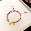 Nuevo Pulsera de Frijol de Acacia Chino con Perlas Rojas y Conejo de Jade para Mujer Moda Nacional Retro Pulsera de Cuerda Roja Pulsera de Temperamento del Año del Conejo Venta al por Mayor