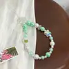 Lanyard para Teléfono Rosa-Verde Fresco, Correa de Muñeca, Cadena para Teléfono con Colgante de Perlas para Niñas, Nuevo Diseño Lindo Corto de Moda Estilo Ins