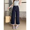 Jeans Retro Azules Talla Grande para Mujer Verano Delgados mm Gordos Sueltos Cintura Alta Slim Rectos Pierna Ancha