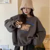 Sudadera Redonda Estilo Americano para Mujer, Chaqueta Engrosada Forrada de Polar para Otoño e Invierno, Nuevo Modelo Primavera 2026