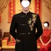 Nuevo traje de hombre estilo chino, traje Zhongshan, chaqueta de boda para hombre, cuello mao, traje tradicional chino para novio