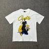 Camiseta Hip-Hop Casual com Estampa Europeia e Americana de Manga Curta High Street Letra Manga Meia-Manga Top Tendência