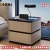 Mesa de noche de madera maciza sin ensamblaje para dormitorio del hogar, Bloque de color blanco crema, Cajón doble, Gran capacidad, Gabinete de noche