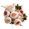 Flor Artificial de Peônia com 13 Cabeças Estilo Europeu Peônia de Fio Cardado Flor Artificial de Cinco Cores Decoração de Casamento Peônia de Outono