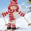 Adornos Decorativos Navideños Figuras de Muñecos de Madera con Esquís Decoraciones Navideñas Colgantes de Muñecos Creativos Lindos