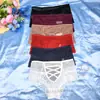 Calcinhas de renda transfronteiriças para mulheres, estilo europeu e americano sexy com tiras cruzadas de cintura alta, tamanho plus size, cobertura semi, vazadas, respiráveis