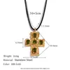 Colgante Niche Elegante Retro Europeo y Americano Acero Inoxidable Chapado en Oro de 18K Cruz Martillo Cuerda Negra Diamante Verde Collar para Mujer