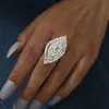 Anillo Abierto Brillante de Cristal de Alta Gama Explosiones Europeas y Americanas Anillo Geométrico de Diamante de Pedrería para Mujer
