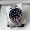 Reloj Rolex GMT con Bisel Coke, Reloj de Greenwich, Reloj Mecánico Rolex, Reloj Impermeable de Acero Inoxidable con Correa de Cuero para Hombre