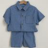 Estilo Coreano Ins Moda Infantil Roupas de Verão Novo Conjunto Meninos e Meninas Camisa Fofa de Manga Curta Jeans e Shorts Conjunto de Duas Peças