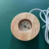 Luz de Noche Redonda de Madera Maciza Ecológica con Base Luminosa 10cm Regalo Creativo DIY Manualidades Iluminación USB