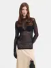 Top de Malla Transparente Hueca de Punto para Mujer Picante, Venta Caliente Transfronteriza Europea y Americana, Manga Larga, Ropa Exterior Cubre-todo