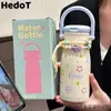 Botella de agua simple, taza térmica, acero inoxidable 316, diseño elegante, doble propósito con popote, portátil, gran capacidad, ideal para mujeres