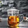 Taza de Té de Flores de Vidrio Doméstico Resistente al Calor Juego de Tres Piezas Taza de Té de Oficina con Asa Taza con Filtro Separación de Té y Agua