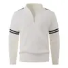 Nuevo suéter casual de moda para hombre, otoño e invierno, corte holgado, engrosado, cálido, media cremallera, cuello alto, camiseta base de punto