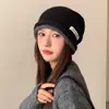 Gorro Tejido de Estilo Japonés para Mujer con Cordón y Borde Enrollado para Otoño e Invierno, Gorro Versátil para el Frío que Protege las Orejas, Gorro de Lana que Adelgaza el Rostro