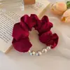 Anillo para el cabello estilo princesa coreano con cuentas de terciopelo para el intestino grueso, cuerda para el cabello con pastillas de alta sensibilidad y baja densidad, elegantes adornos para el cabello.
