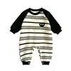 Mameluco Rayado para Bebé 2026 Ropa Infantil de Primavera y Otoño Lindo Bolita de Carbón Mono de Moda con Bloques de Color de Manga Larga