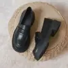 Sapatilhas Mary Jane de couro macio para mulheres, nova coleção outono 2026, estilo britânico, sapatos de calçar fácil