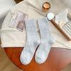 Calcetines nuevos de otoño e invierno para mujer, calcetines coreanos de cuadros de color sólido, calcetines de moda al por mayor, calcetines cálidos acolchados de terciopelo camello para mujer
