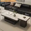 Mesa de Centro Rectangular Lujo Ligero Moderna Simple Minimalista Italiano de Gama Alta Apartamento Pequeño Sala de Estar Hogar Pizarra Diseñador