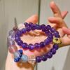 Pulsera de Alta Calidad Amatista Natural Púrpura Real Piedra Lunar Gris Fantasma Lapis Lázuli Pulsera de Múltiples Círculos