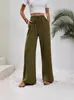 Moda Europea y Americana para Mujer Amazon Tiktoktemu Primavera y Verano 2026 Nuevos Pantalones de Pierna Ancha de Color Sólido Versátiles Pantalones Casuales