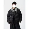Chaqueta de Algodón Estilo Retro Americano con Cuello Grueso de Piel, Corte Limpio para Hombre, Nueva de Invierno, Holgada, Cálida, Ropa de Trabajo, Abrigo de Algodón, Prendas de Abrigo de Moda