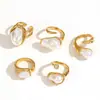 Anillo Abierto Geométrico Irregular de Perla Transfronterizo para Mujer, Moda de Lujo Ligero Anillo Abierto de Oro de 18 Quilates, No se Desvanece