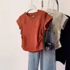 Camiseta de Nuevo Estilo Verano 2026 con Hombro Irregular, Top Casual de Manga Corta Ajustado para Mujer, Moda que Ceñe la Cintura