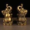 Elefante de cobre, un par de elefantes absorbentes con nariz enrollada, elefantes sentados con calabaza, artículos de cobre al por mayor