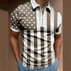 Polo de manga corta para hombre de verano europeo y americano transfronterizo con estampado de la bandera americana, moda de solapa, camiseta top de comercio exterior
