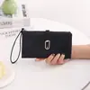 2026 Nuevo Modelo Cartera Larga para Mujer Estilo Coreano PU Color Sólido Hebilla Bolso de Mano Plegable Bolsa Larga Multifuncional de Almacenamiento