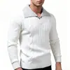 Suéter retro de punto trenzado para hombre, europeo y americano, con bloques de color, diseño de imitación de dos piezas, con cuello camisero, jersey de punto para otoño e invierno 2026