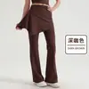 Conjunto destacável de duas peças com calça boca de sino, calça-saia de cintura alta que cobre o quadril, calça longa esportiva ao ar livre para yoga com leve boca de sino, roupa feminina para fitness