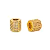 Direto da Fábrica Contas de zircônia microincrustadas braceletes com furo grande hexagonal acessórios de contas com banho de cobre ouro real contas perfuradas